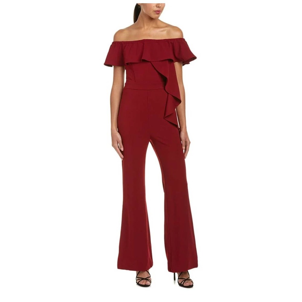JEALOUS TOMATO | OFF THE SHOULDER RUFFLE WIDE LEG PANTS JUMPSUIT WOMEN'S SMALL